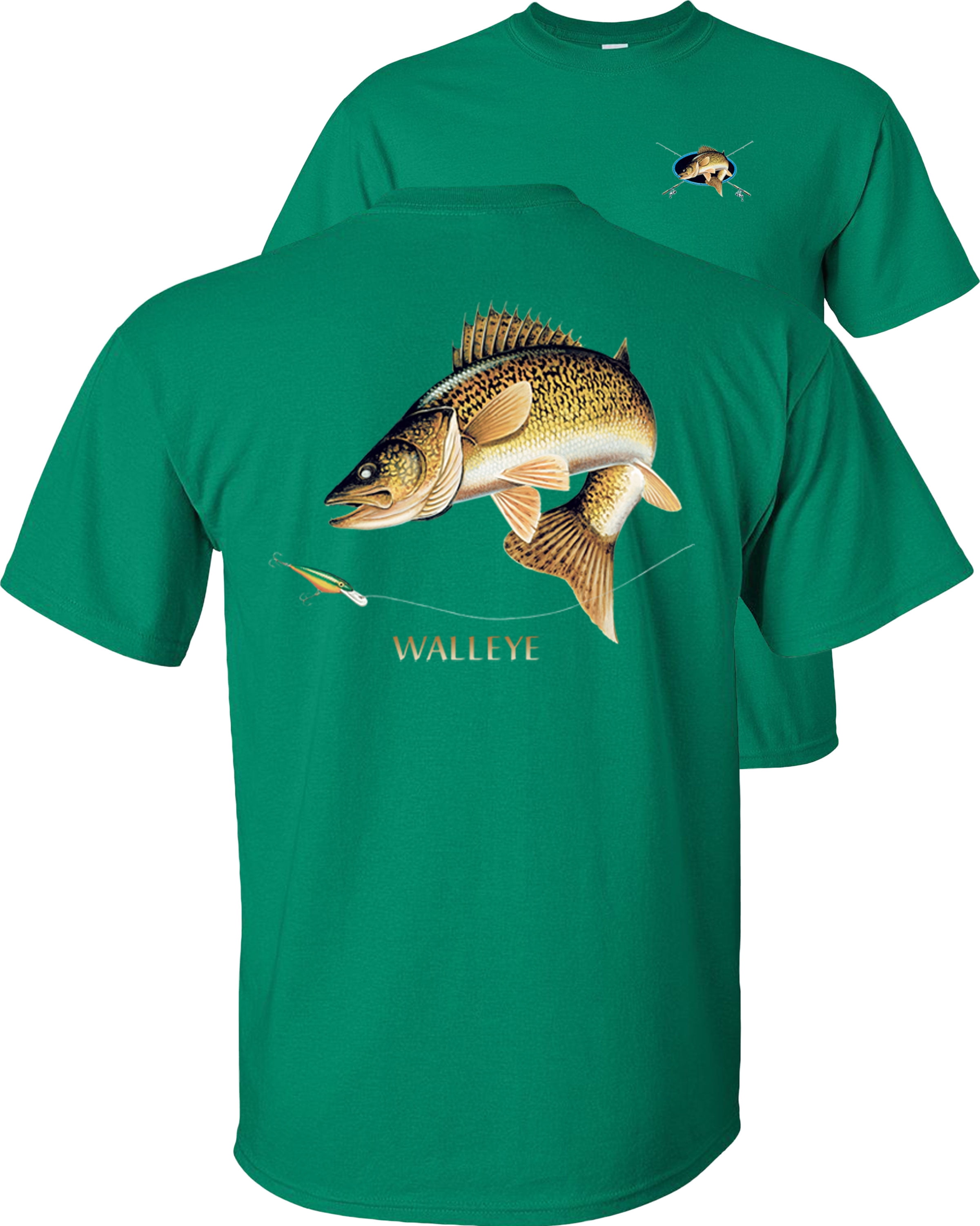 Fair Game Walleye Fishing T-Shirt, combination profile, Fishing Graphic Tee-Black-3x  