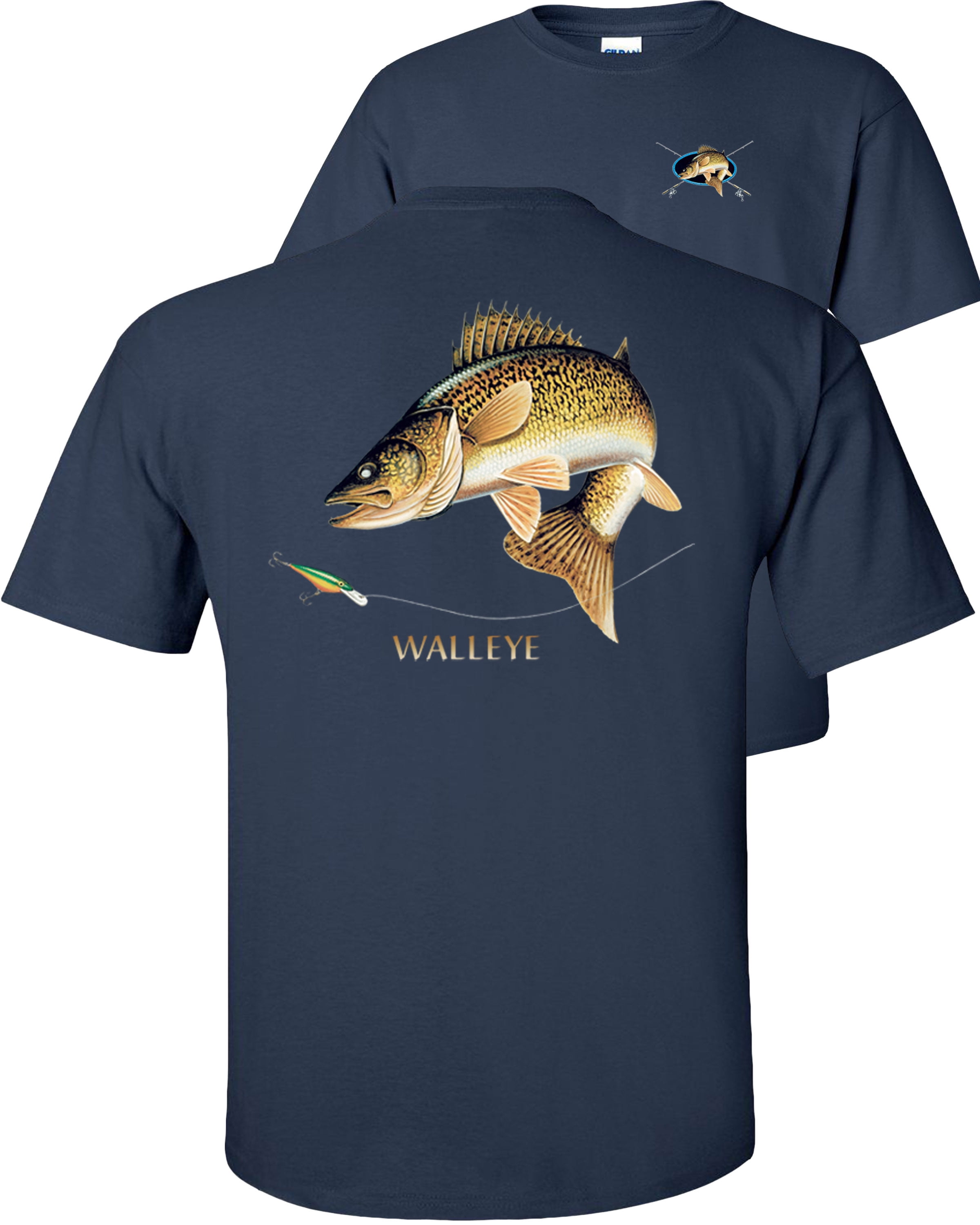 Fair Game Walleye Fishing T-Shirt, combination profile, Fishing Graphic  Tee-Black-3x 