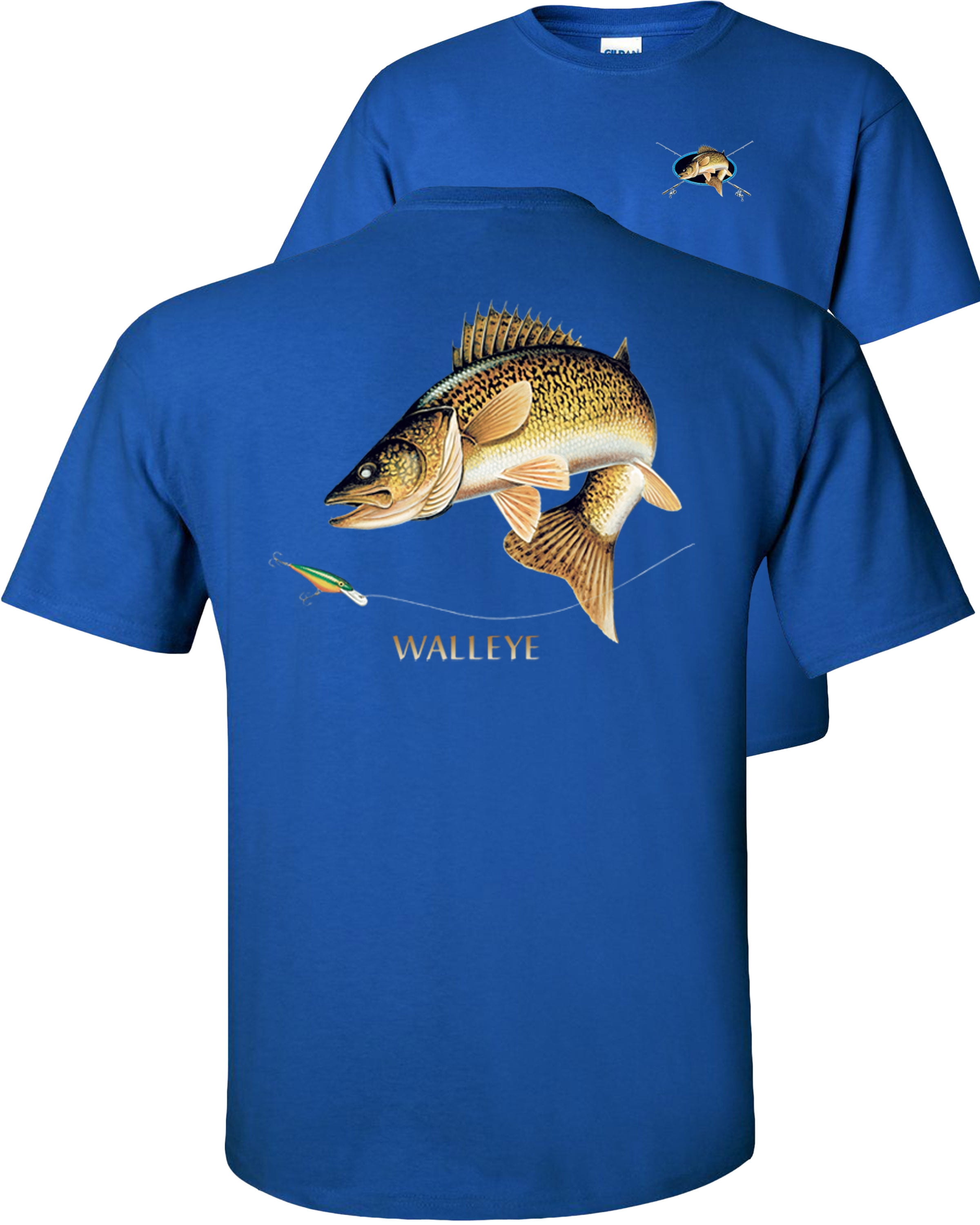 Fair Game Walleye T-Shirt Combination Profile-Navy-XL 