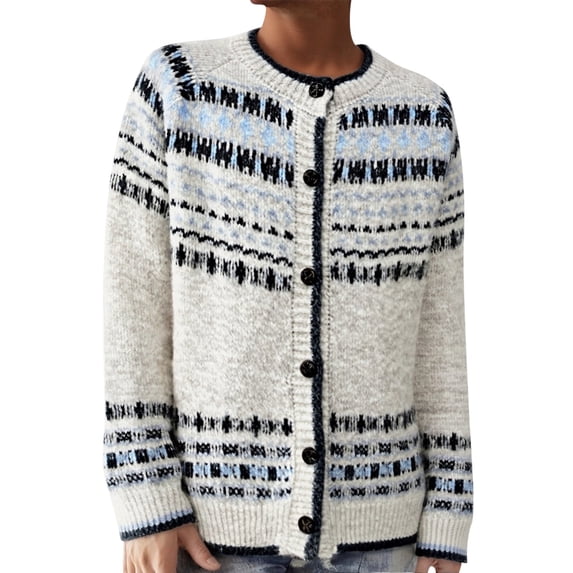 QHFBli Womens Cardigan Sweaters Long Sleeve Open Front Heart Printed Knit Cropped Cardigans