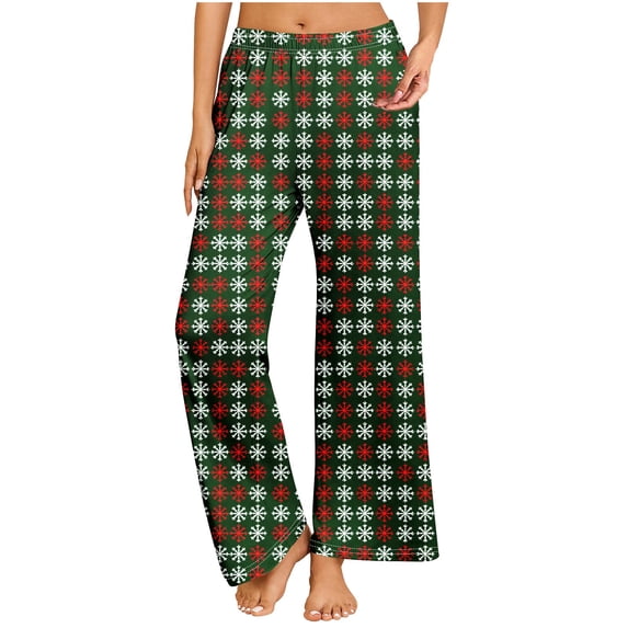 Fair Isle Pajama Pants Womens Christmas Holiday Plus Size Wide Leg Sleep Trousers Loose Cozy Nightwear Bottoms