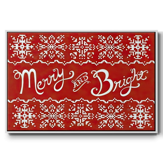 Fair Isle Snowflake I - Framed Gallery Wrapped Holiday Canvas - 17 x 25 - White Frame