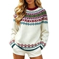 thumbnail image 1 of Fair Isle Sweater Cable&nbsp;knit Soft Basic Oversized Nordic Sweaters Old&nbsp;money&nbsp;sweater Pullover Loose Fit Long Sleeve Tops Fall Fashion Outfits Christmas Sweatshirts No Hood, 1 of 3