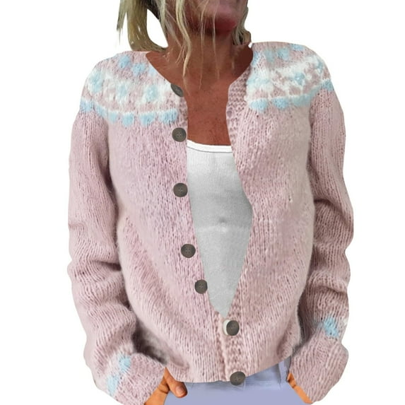 Fair Isle Sweater Women Cardigan 2025 Winter Ethnic Vintage Argyle Knit Outwear Colorful Boho Icelandic Jumpers Coat