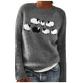 thumbnail image 1 of Fair Isle Sweater Women Vintage Crewneck Sweater Fair Isle Knit Pullover Jumper Color: Dark Gray Size: XXXXL, 1 of 9