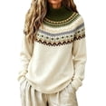 thumbnail image 1 of Fair Isle Sweater Women Vintage Sweater Fashion Clothing Knit Sweater Fall Outfits Sweaters for Women Cute Sweaters Pullover Sweaters Oversized Sweaters Crew Neck Sweatshirts, 1 of 5