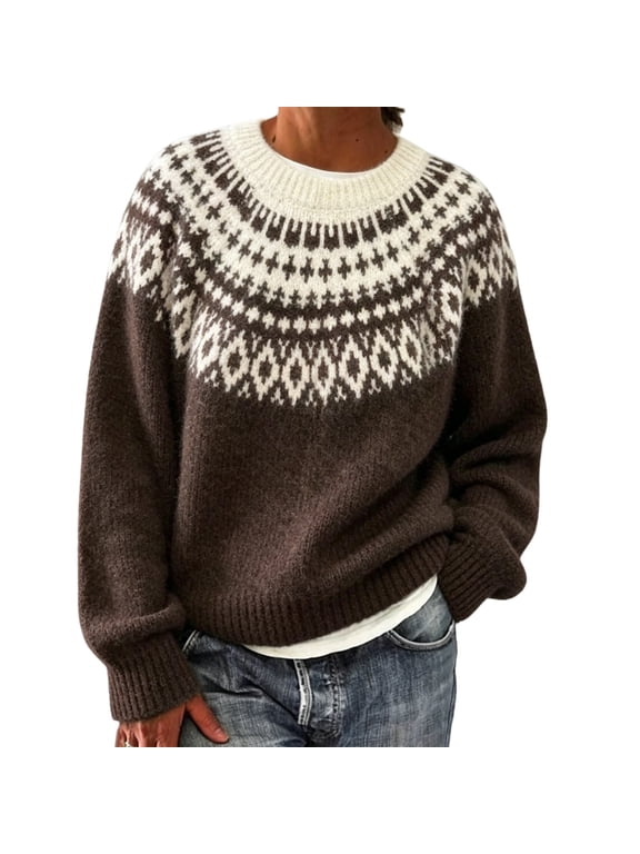 Fair Isle Sweater for Women,fall Sweaters,pullover Sweaters, Teacher Outfits Oversized Sweaters, Fashion Clothing Comfy Clothes Cute Fall Sweaters, Crochet Sweaters,