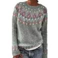 thumbnail image 1 of Fair Isle Sweater for Women Casual Loose Fall Winter Warm Graphic Oversized Knitted Pullover Sweaters Alsol Lamesa, 1 of 3