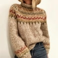 thumbnail image 1 of Fair Isle Sweater for Women Crew Neck Stripe Sweater Loose Comfortable Fall Winter Business Casual Outfits Pullover Knit Tops, 1 of 8
