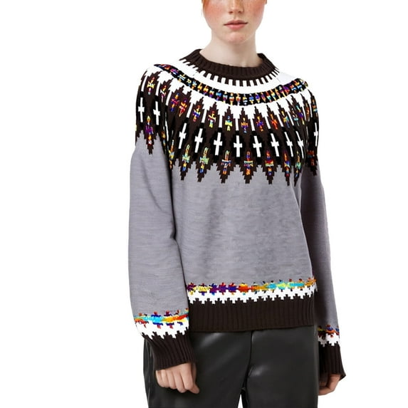 Fair Isle Sweater for Women Round Neck Sweater Striped Design Loose Fashion Fall Winter Long Sleeve Pullovers Top Multicolor