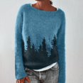 thumbnail image 1 of Fair Isle Sweater for Womens Crewneck Knit Sweaters Pullovers Tops Vintage Fall Outfits Blue L, 1 of 4