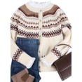 thumbnail image 1 of Fair Isle Sweaters Cardigans for Women Round Neck Fall Sweater Loose Casual Button Down Long Sleeve Open Front Knit Christmas Sweater Alsol Lamesa, 1 of 6