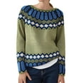 thumbnail image 1 of Fair Isle Sweaters Women Knit Sweater Winter Warm Pullover Oversized Casual Turtleneck Soft Cozy Yarn Thick Patterned Top Sweaters Top, 1 of 4