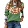 thumbnail image 1 of Fair Isle Sweaters for Women Plus Size Vintage Long Sleeve Crewneck Knitted Sweater Graphic Print Sweater Pullover Alsol Lamesa, 1 of 6