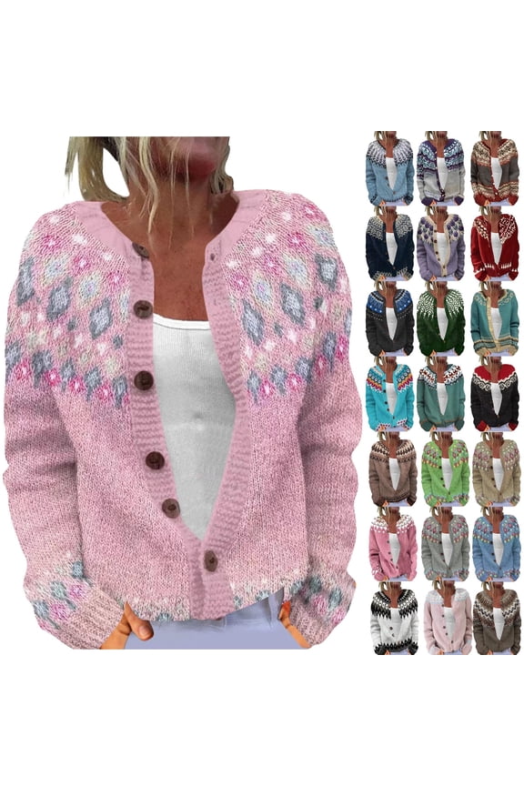 Fair Sweaters for Women Neck Loose Fit Button Up Chunky Sweater Open Front Casual Fall Knit Jacket for Layering, Winter Fashion, and Holiday Parties,Light Brown,L