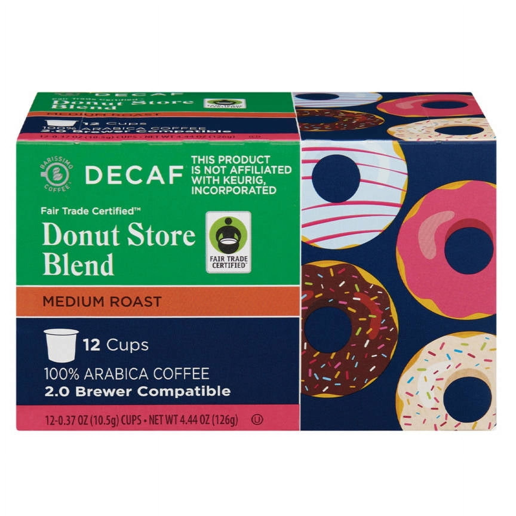 Barissimo Fair Trade Decaf Donut Store Medium Roast Coffee Pods, 12 count - Pack of 2