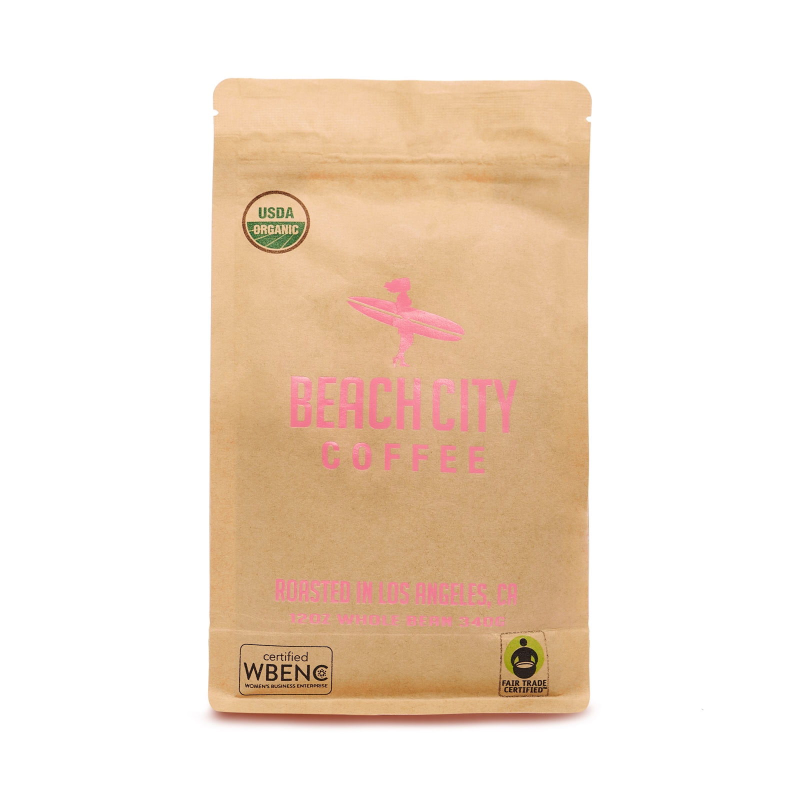 Beach City Coffee, Surfer Girl Blend, Fair Trade Organic, Whole Bean Coffee, Medium Roast