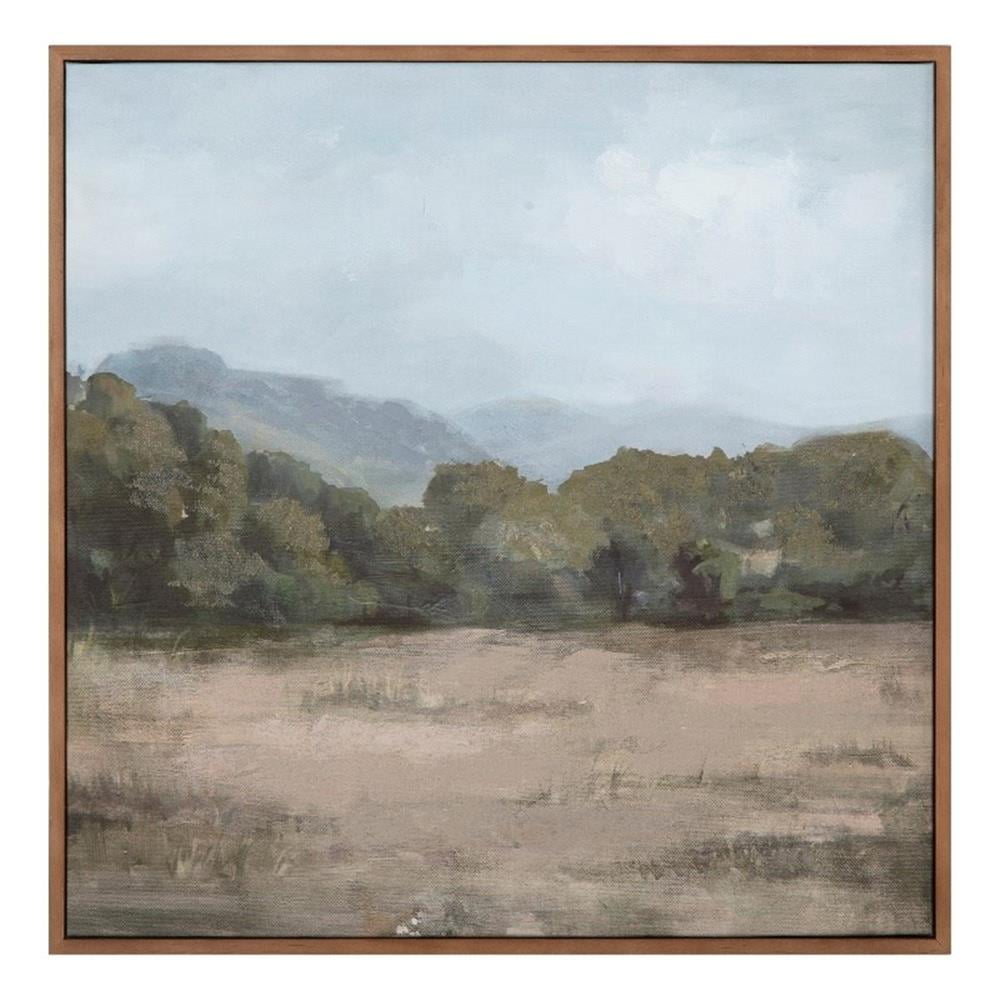 Serene Landscape Framed Canvas Painting with Medium Wood Frame