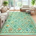 thumbnail image 1 of FairOnly 10'x13'Blossom & Grid Machine Washable Area Rug Pastoral Low Pile Non Slip Carpet for Modern Living Bedroom Decor,Green, 1 of 7