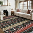 thumbnail image 1 of FairOnly 10'x13'Boho Floral Printed Non Slip Soft 5'x7'Area Rug for Bedroom Low Pile Non Shedding Indoor Rug for Modern Living Room Kitchen,Black Red, 1 of 7