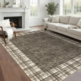 thumbnail image 1 of FairOnly 10'x13'Gallery Frame Modern Large Non Slip Area Rug Minimalist Geometric Machine Washable Low Pile Foldable Carpet for Bedroom Kitchen,Brown, 1 of 7