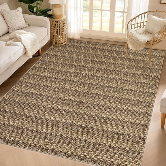 FairOnly 10'x13' Machine Washable Area Rugs for Living room Braided Solid Print Brown Rugs for Bedroom Soft Ultra-Thin Carpet