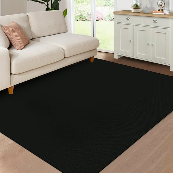 FairOnly 10'x13' Modern Area Rugs for Living Room Machine Washable Soft Non Shedding Textured Rugs for Bedroom Neutral Black Carpet