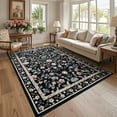 thumbnail image 1 of FairOnly 10'x13'Modern Meadow Bloom Non Slip Low Pile Area Rug Pastoral Floral Machine Washable Rug for Living Room Laundry Kitchen,Black, 1 of 7