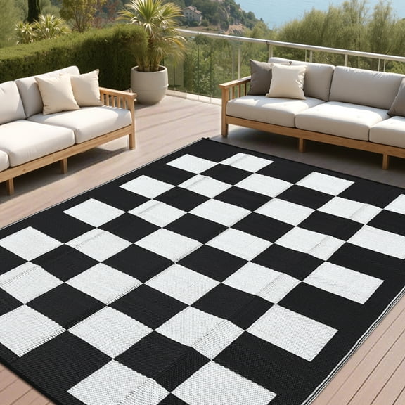 FairOnly 10'x14'Large Reversible Outdoor Area Rug Stain Resistant Carprt for RV Trip Camping