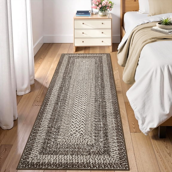 FairOnly 2'x 6'Low Pile Runner Rugs for Hallway Non Slip Non Shedding Floor Cover for Entrance Bedroom,Camel