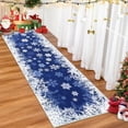 thumbnail image 1 of FairOnly 2' x 8' Christmas Printed Runner Rug Xmas Snowflake Decorative Rug Non Slip Rug Washable Rug for Kitchen Bathroom Bedroom, Blue, 1 of 7