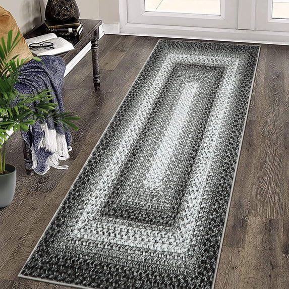 FairOnly 2' x 8' Runner Rug Washable Rug Non-Slip Area Rug Stain-Resistant for Living Room Bedroom Office, Grey