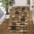 thumbnail image 1 of FairOnly 2'x6'Brown Checkered Washable Area Rug for Living Room Retro-Modern Non Slip Stain Resistant Rug for Kitchen Bedroom Bathroom, 1 of 7