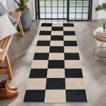 thumbnail image 1 of FairOnly 2'x6'Checkered Modern Geometric Machine Washable Runner Rug for Kitchen Hallway Non Slip Ultra Thin Rug for Laundry,Black Camel, 1 of 7