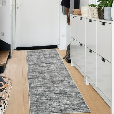 FairOnly 2'x6' Machine Washable Runner Rugs for Hallway Modern Non Slip Low Pile Laundry Entryway Runner Rug Light Grey Soft Throw Rugs