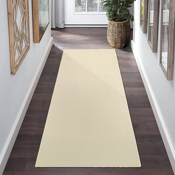 FairOnly 2'x6' Washable Textured Runner Rugs for Hallway Modern Low Pile Entryway Rugs for Laundry Neutral Beige Non Slip Indoor Floor Runner Rug