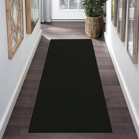 FairOnly 2'x6' Washable Textured Runner Rugs for Hallway Modern Low Pile Entryway Rugs for Laundry Neutral Black Non Slip Indoor Floor Runner Rug