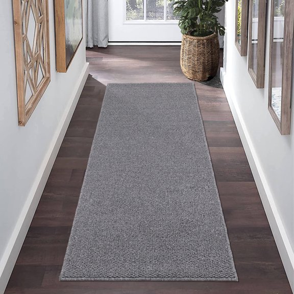 FairOnly 2'x6' Washable Textured Runner Rugs for Hallway Modern Low Pile Entryway Rugs for Laundry Neutral Grey Non Slip Indoor Floor Runner Rug
