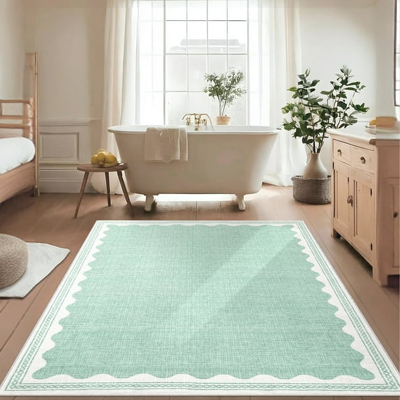 FairOnly 3'x5'Modern Solid Color Machine Washable Area Rug for Bedroom Non Slip Soft Stain Resistant Low Pile Rugs for Living Room Kitchen,Light Green