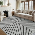 thumbnail image 1 of FairOnly 4'x6'Modern Area Rug with Symmetrical Fine Lines Machine Washable Low Pile Non-Slip Geometric Rugs for Living Room Bedroom，Beige White, 1 of 7