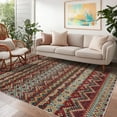 thumbnail image 1 of FairOnly 5'x7'Dark Red Boho Area Rug Machine Washable Non Slip Stain Resistant Soft Modern Rugs for Living Room Bedroom, 1 of 7