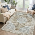 thumbnail image 1 of FairOnly 5'x7'Distressed Floral Rugs for Living Room Vintage Low Pile Non Slip Non Shedding Stain Resistant Area Rug for Bedroom Playroom,khaki, 1 of 7