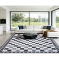 thumbnail image 1 of FairOnly 5'x7'Modern Checkered Machine Washable Area Rug Ultra Thin Low Pile Pet Friendly Non Slip Rug for Kitchen Bedroom Contemporary Home Decor,Black Grey, 1 of 5