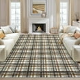 thumbnail image 1 of FairOnly 5'x7'Modern Geometric Plaid Non Slip Area Rug British Style Machine Washable Soft Non Shedding Rug for Living Room Bedroom,Green Coffee, 1 of 7