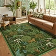 thumbnail image 1 of FairOnly 5'x7'Modern Pastoral Stain Resistant Area Rug for Living Room Non Slip Jungle Animal Pattern Indoor Floor Rug for Dinning Room Bedroom,Dark Green, 1 of 7