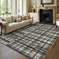 thumbnail image 1 of FairOnly 5'x7'Modern Plaid Area Rug for Living Room Modern Irregular Non Slip Soft Geometric Washable Rug for Kitchen Bedroom Bathroom,Brown Green, 1 of 7