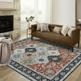 thumbnail image 1 of FairOnly 5'x7' Red Floral Area Rugs for Living Room Machine Washable Soft Rugs for Bedroom Bathroom Vintage Non Shedding Area Rug, 1 of 7