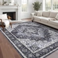 thumbnail image 1 of FairOnly 6'x9'Machine Washable Floral Printed Area Rugs Vintage Non Slip Non Shedding Floor Cover for Bed Room Kid's Room Dinning Room,Blue, 1 of 7