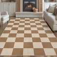 thumbnail image 1 of FairOnly 8'x10'Checkered Modern Geometric Machine Washable Area Rug for Living Room Bedroom Non Slip Ultra Thin Carpet for Kitchen Dining Room,Coffee, 1 of 7
