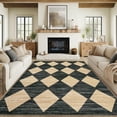 thumbnail image 1 of FairOnly 8'x10'Diamond Pattern Low Pile Stain Resistant Area Rug Modern Geometric Washable Rugs for Bedroom Livingroom,Black Camel, 1 of 7